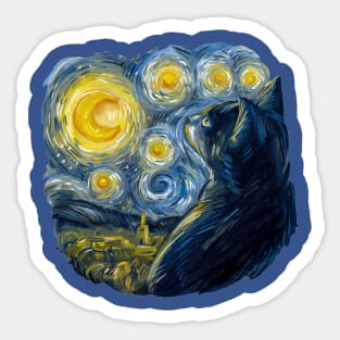 Cat in Van Gogh world Sticker